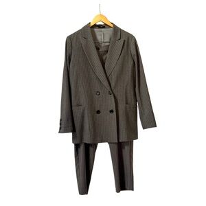 Ruti Gray Pinstripe Double-Breasted Women's Suit - Small